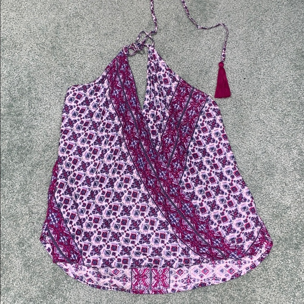 Patterned Halter Blouse
